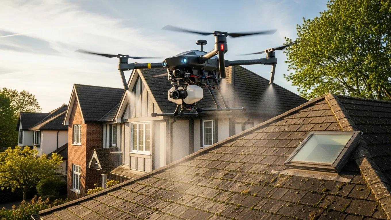 Drone technology enhancing safety and efficiency in roof cleaning